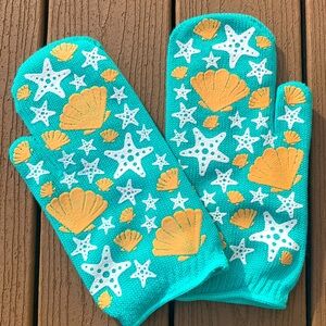 🆕TARA TESHER TEMPTATIONS SEASHELLS OUTDOOR FLAME RESISTANT OVEN GRILL MITTS NWTS